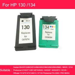 Vilaxh 130xl 134 cartucho de tinta compatível para impressora HP 130 134 xl Deskjet 5943 6543 5743 6623 5743 6843 6523 6943