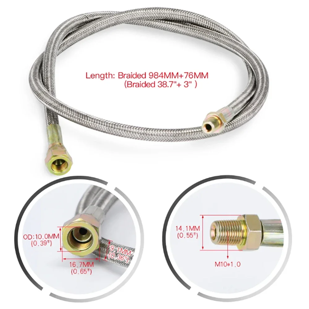 Turbo Oil Feed Line Kit Oil Return Line Oil Drain Line Kit Replacement For T3 T4 T60 T61 T70 AN4 to 1/8 PNT 41 inch