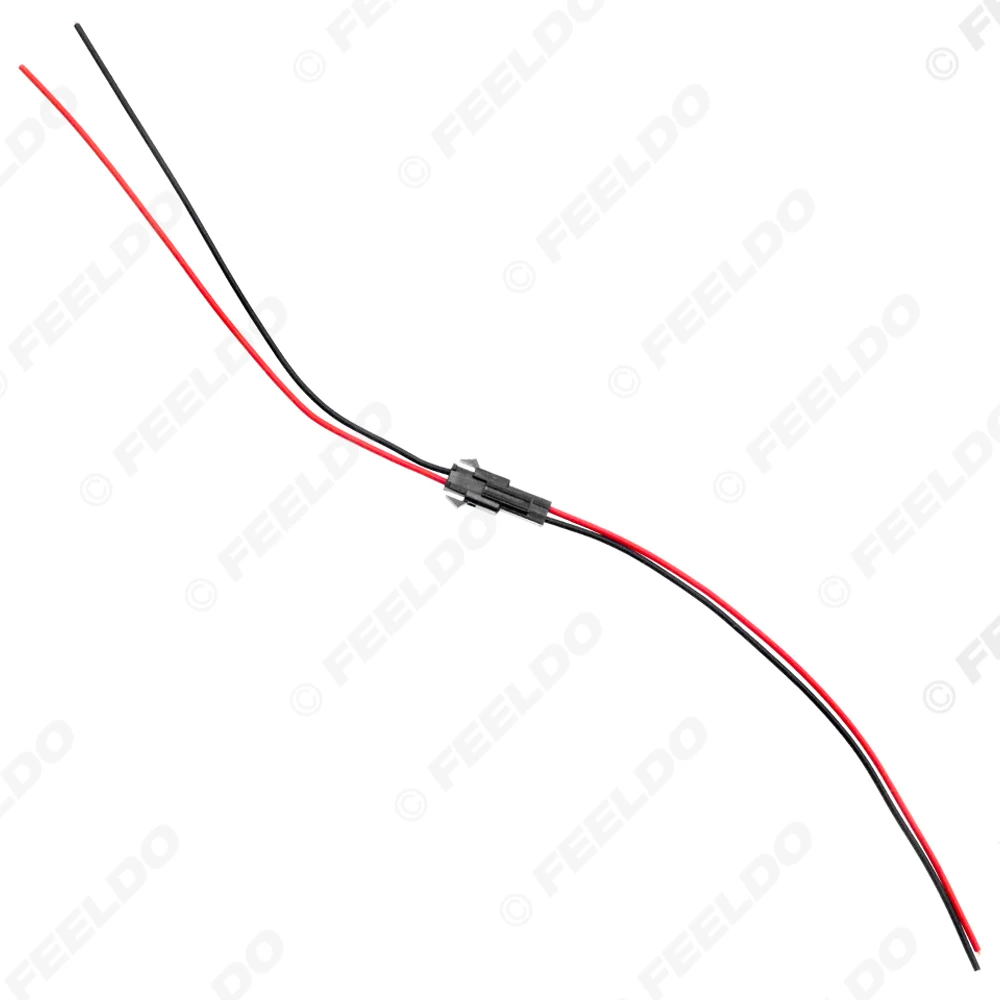 FEELDO Car Male To Female Plug 2PIN Headlight Pigtail Terminal Connecting Wiring For Auto Projector Lens Modification DIY Wire