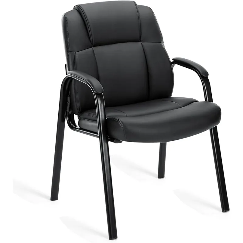 

Waiting Room Chair PU Leather Meeting Chairs Executive Chair with Lumbar Support and Padded Armrest, Black