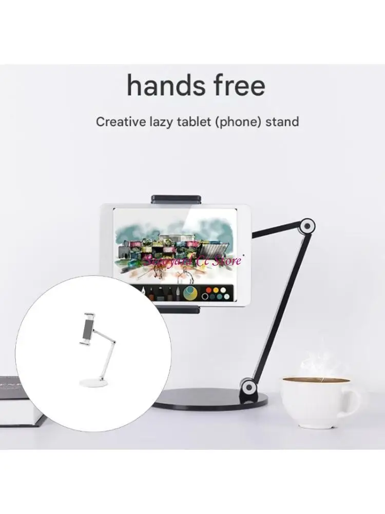 

N3UC Алюминиевая подставка для планшета с зажимом для телефона, безопасные ручки для стола и гибкое позиционирование для и игр