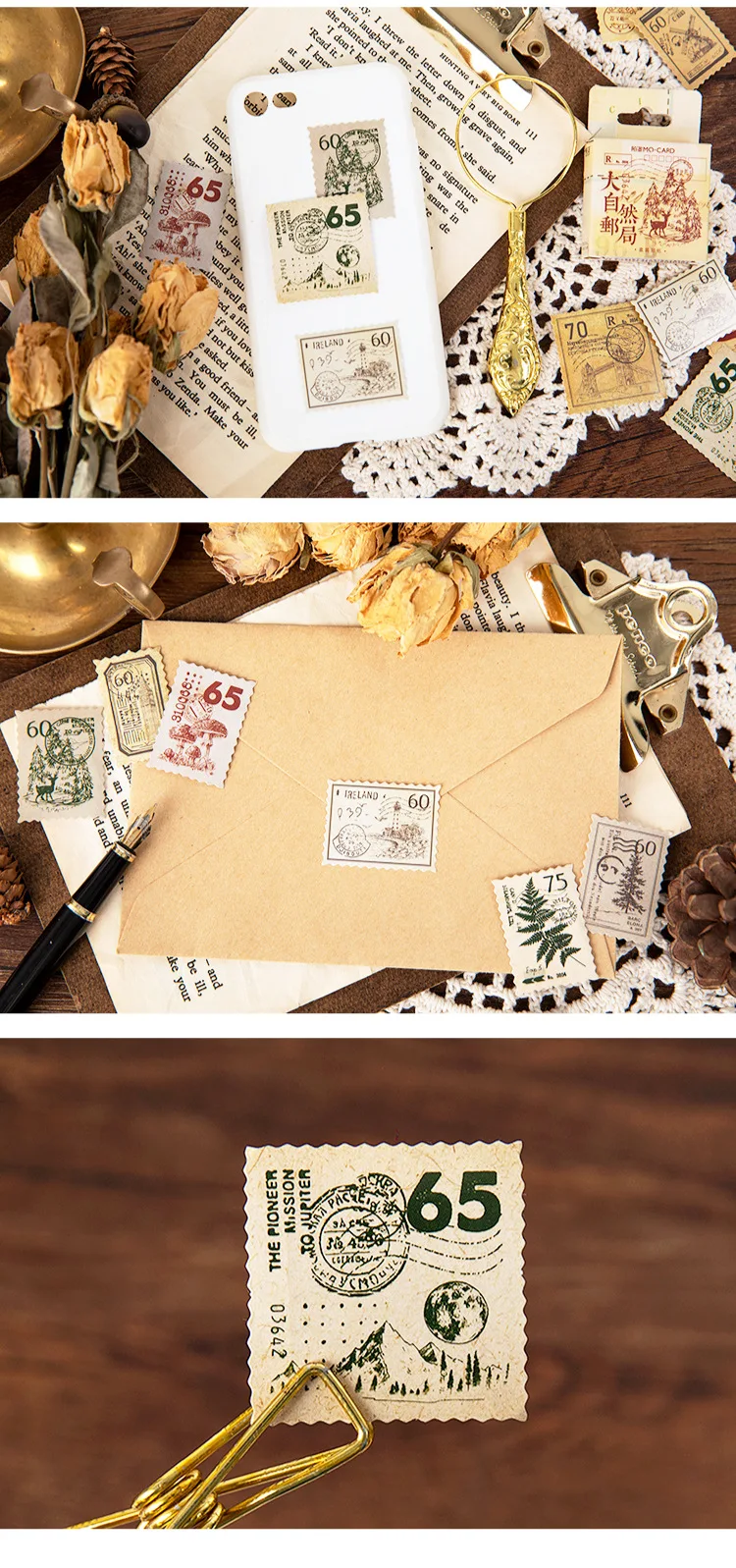 45 Stück/Set Retro-Stempel-Siegelaufkleber, kleine Größe, leicht abziehbar, für Planer und Bastelprojekte zur Dekoration – Detail 4
