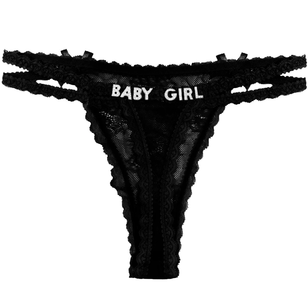 Custom Thong Name Lace Bowknot String Sexy Women Personality Hotwife Lingerie Underwear Customize Name Gifts Girlfriend Wife