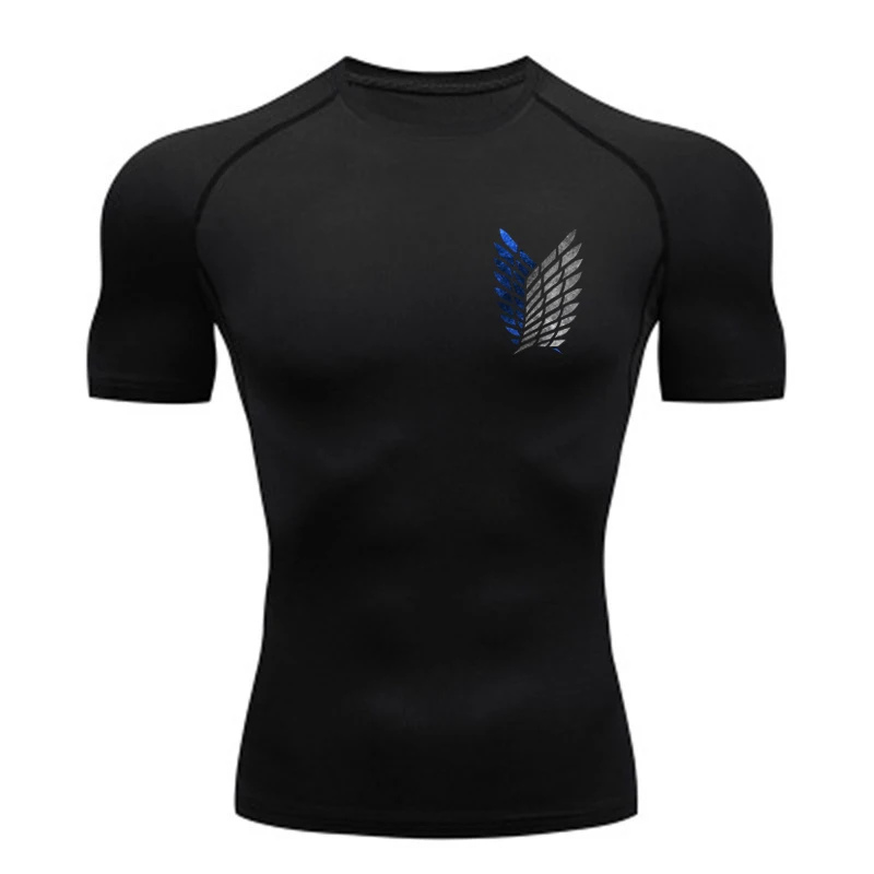 

2025 new fashionMen's anime attack compression T-shirt, training tight long sleeved sportswear, jogging, gym, fast drying