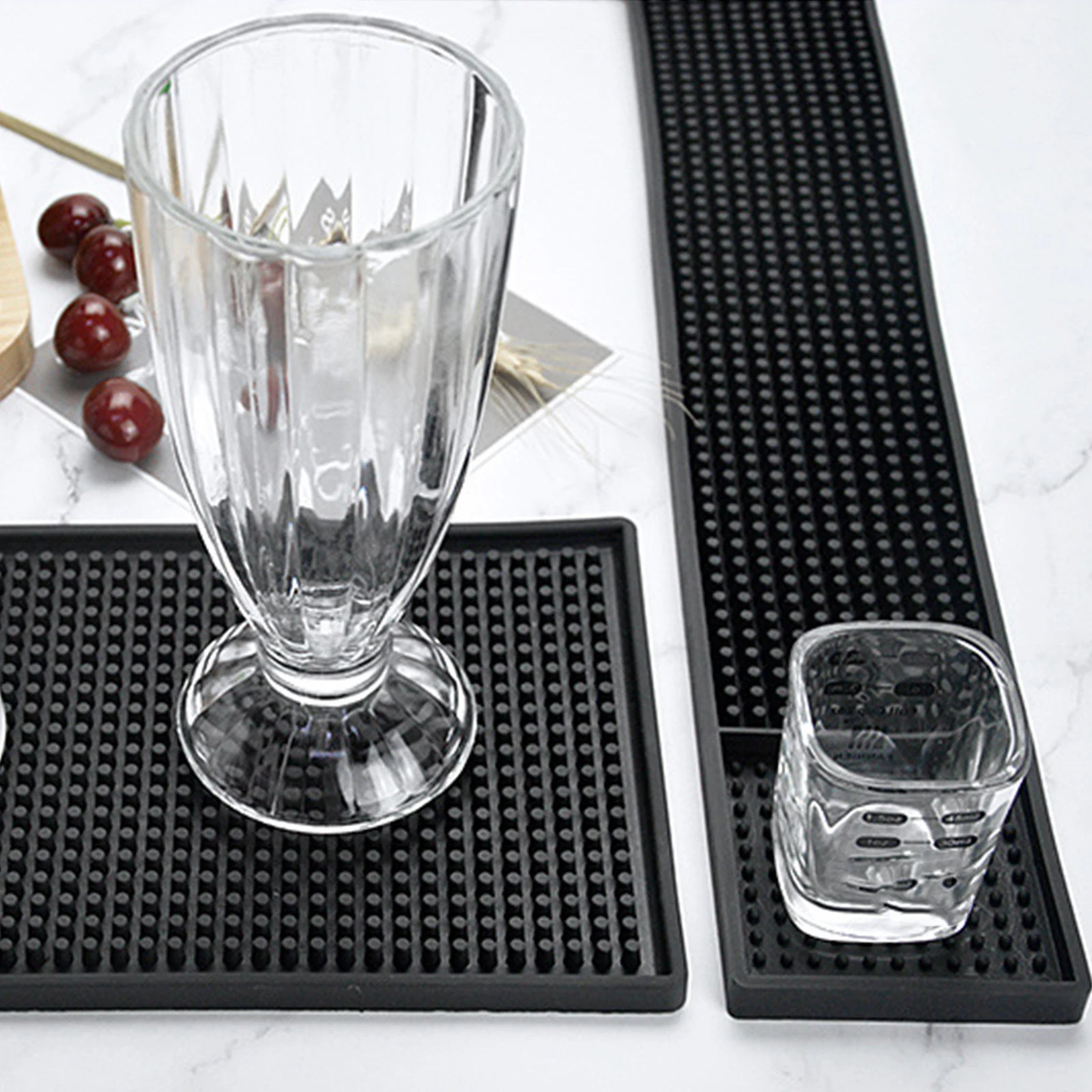 PVC Bar Mats Rectangle Coffee Maker Countertop Spill Mats Non-slip Drain Mat Dish Glass Drying Mat for Barista Cocktail Bartende