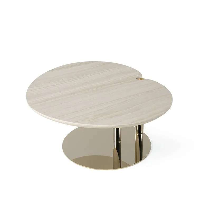 Italian minimalist natural marble tea table, living room small apartment designer modern minimalist combination round  table