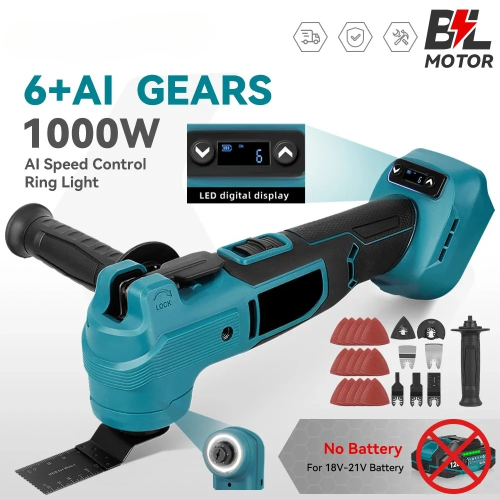 1000W Oscillating Multi Function Tool Electric Saw Trimmer Cutting Sanding DIY Power Tool For Makita 18V Battery Pin