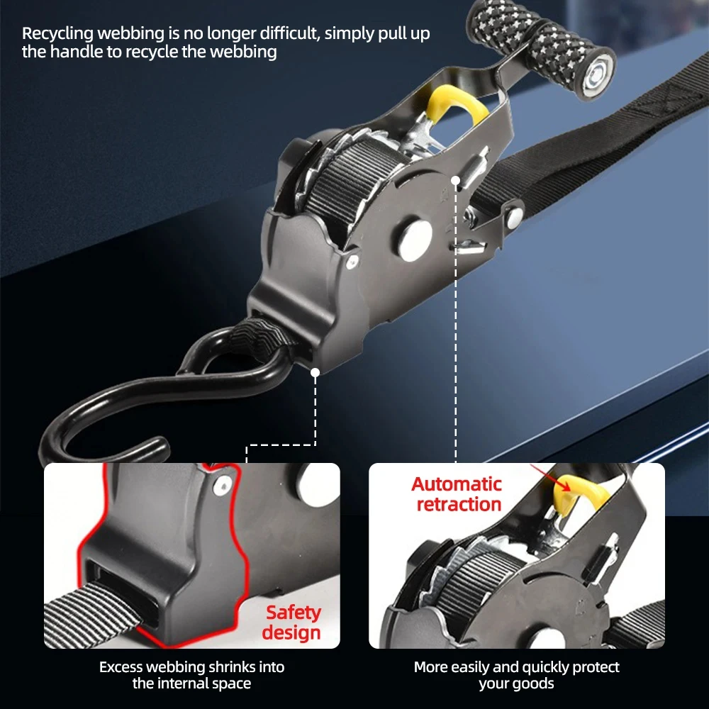 Strap Ratchet Tensioner Belt For Motorcycles Ratchet Strap For Car Auto Straps For Cargo Tape Retractable Belts For Load Luggage