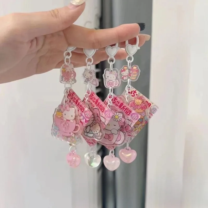 

Kawaii Hello Kitty Keychain Cute Cartoon Buckle Acrylic Accessories Travel Women Supplies Desktop Decoration Student Wholesale