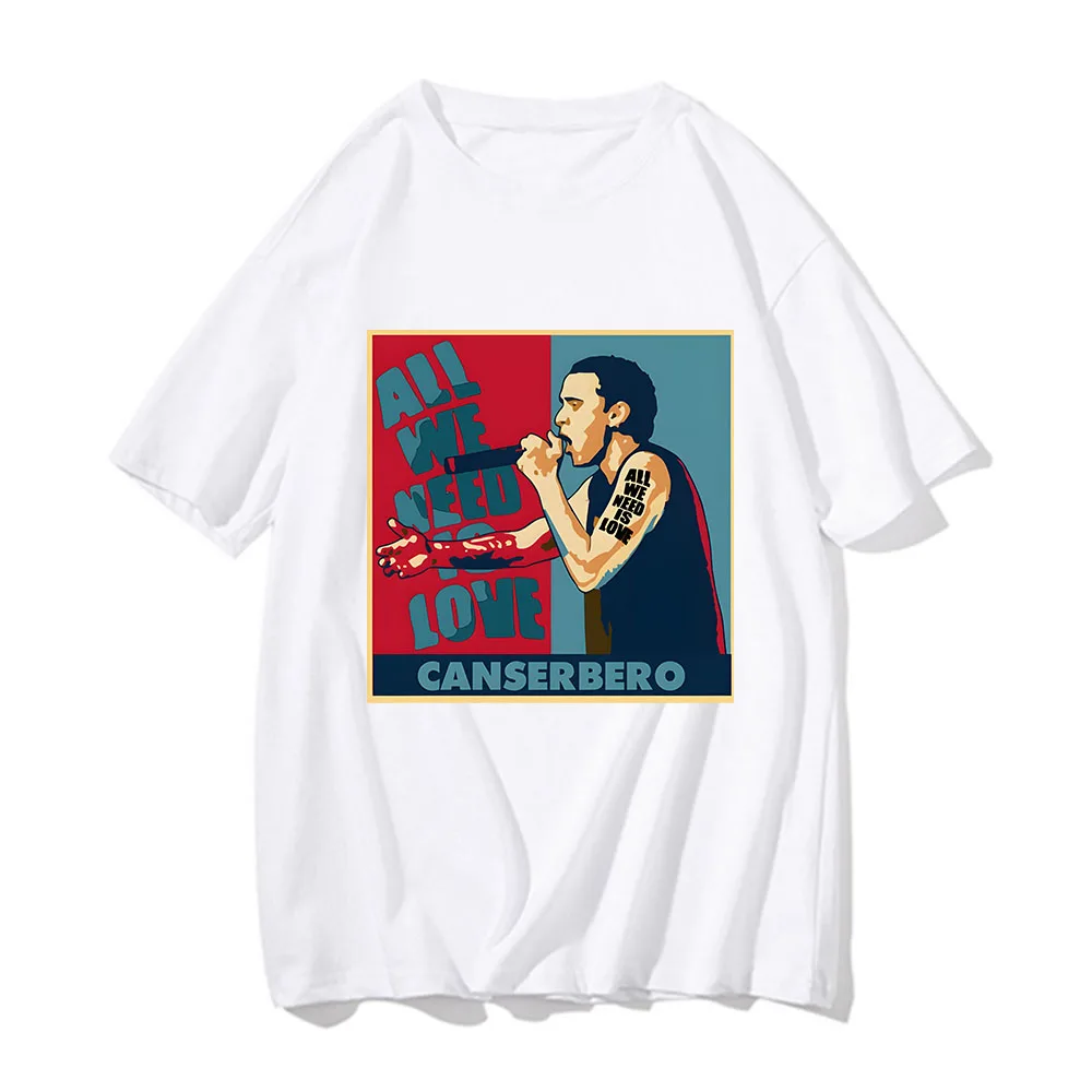 Canserbero wzór T-shirt z nadrukiem mężczyźni kobiety moda obszerna koszulka z krótkim rękawem wokół szyi letnie koszule topy Streetwear