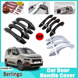 For Citroen Berlingo K9 2018~2024 2023 2022 2021 2020 2019 Carbon Chrome Auto External Door Handle Anti-Scratch Car Accessories