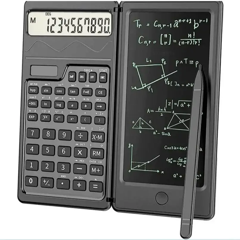 The scientific calculator and notepad desk three-in-one folding function calculator supports solar energy and button batteries