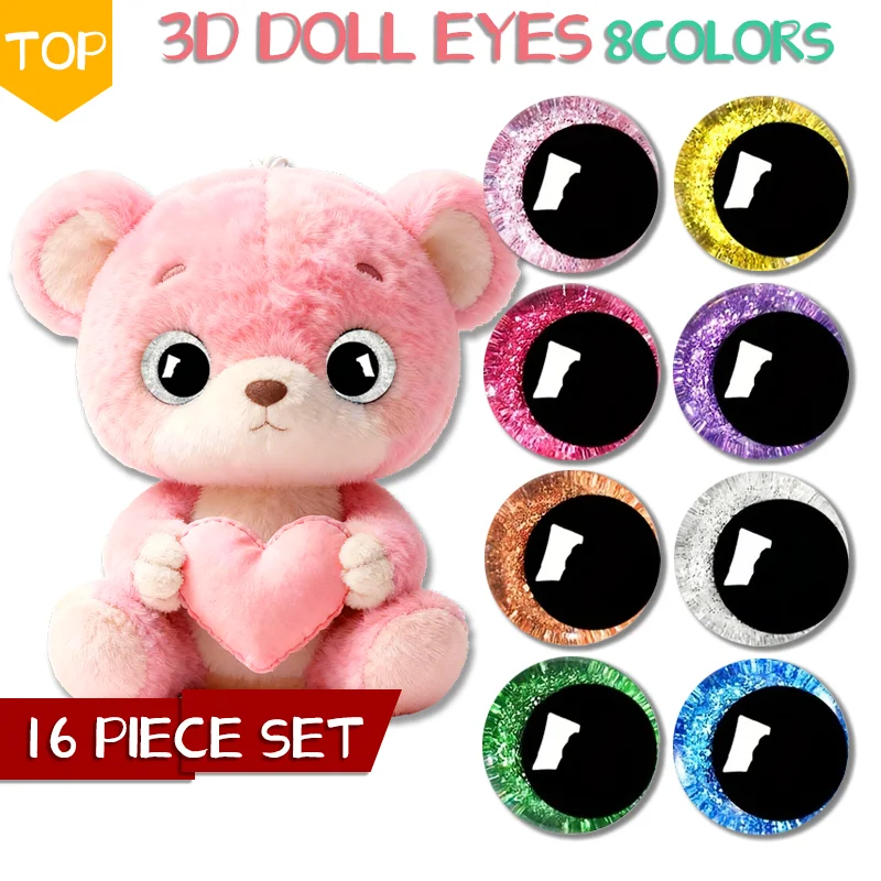 

16 pieces dazzling star safety eyes, equipped with a secure clip, suitable for plush dolls and DIY handicrafts