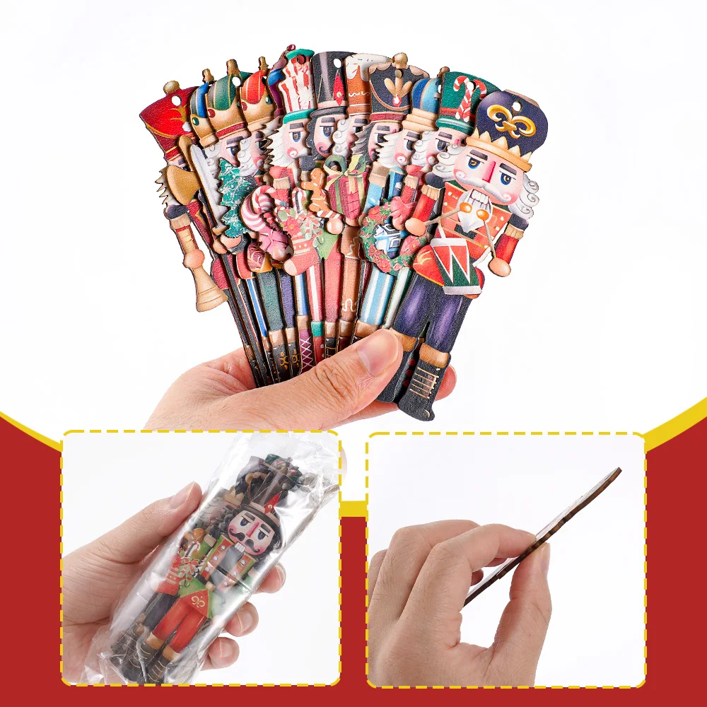 12/24/36Pcs Weihnachten Holz Anhänger Nussknacker Soldat Hängen Ornament Holz Geschenk Für Weihnachten Baum Neue Jahr party Dekoration – Detail 2