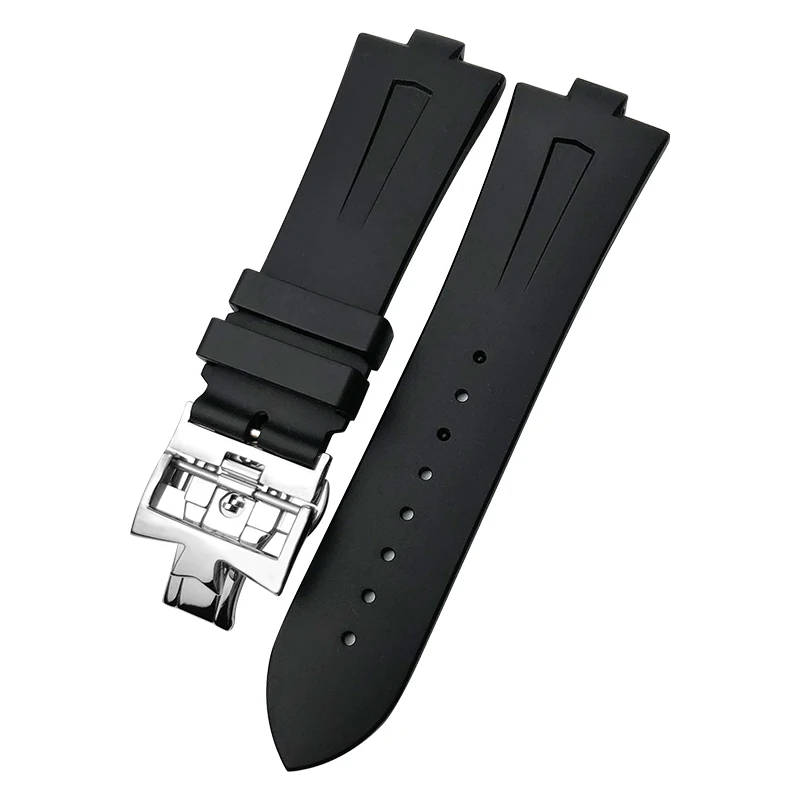 25mm * 8mm Rubber Silicone WatchBand Replacement for Vacheron Constantin Overseas Watch Black Blue Waterproof Sport Strap