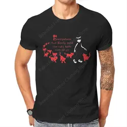 100% Cotton T-shirt Emily the Strange being followed by cats Print Comfrot Men's Women's T-Shirts Street Short Sleeve