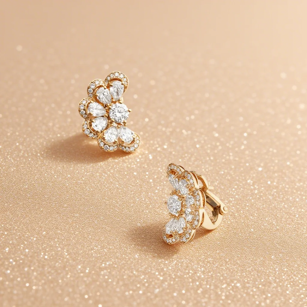

Trendy boutique 925 sterling silver petal earrings, multifunctional sweet girl fashion, Jewery New Year gift accessories