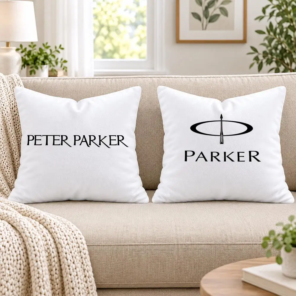 Pen Brand P-Parker Cushion Cover Short Plush Double-Sided Printing Sofa Bedroom Pillow Case Aesthetic Home Decor