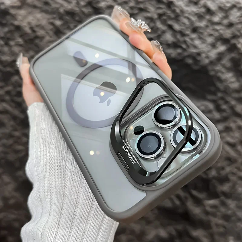 Luksusowe, magnetyczne, odporne na wstrząsy etui na telefon z obsługą MagSafe do iPhone 15 14 13 12 16 17 Pro Max Plus Air, z funkcją podstawki i ochroną. — 2