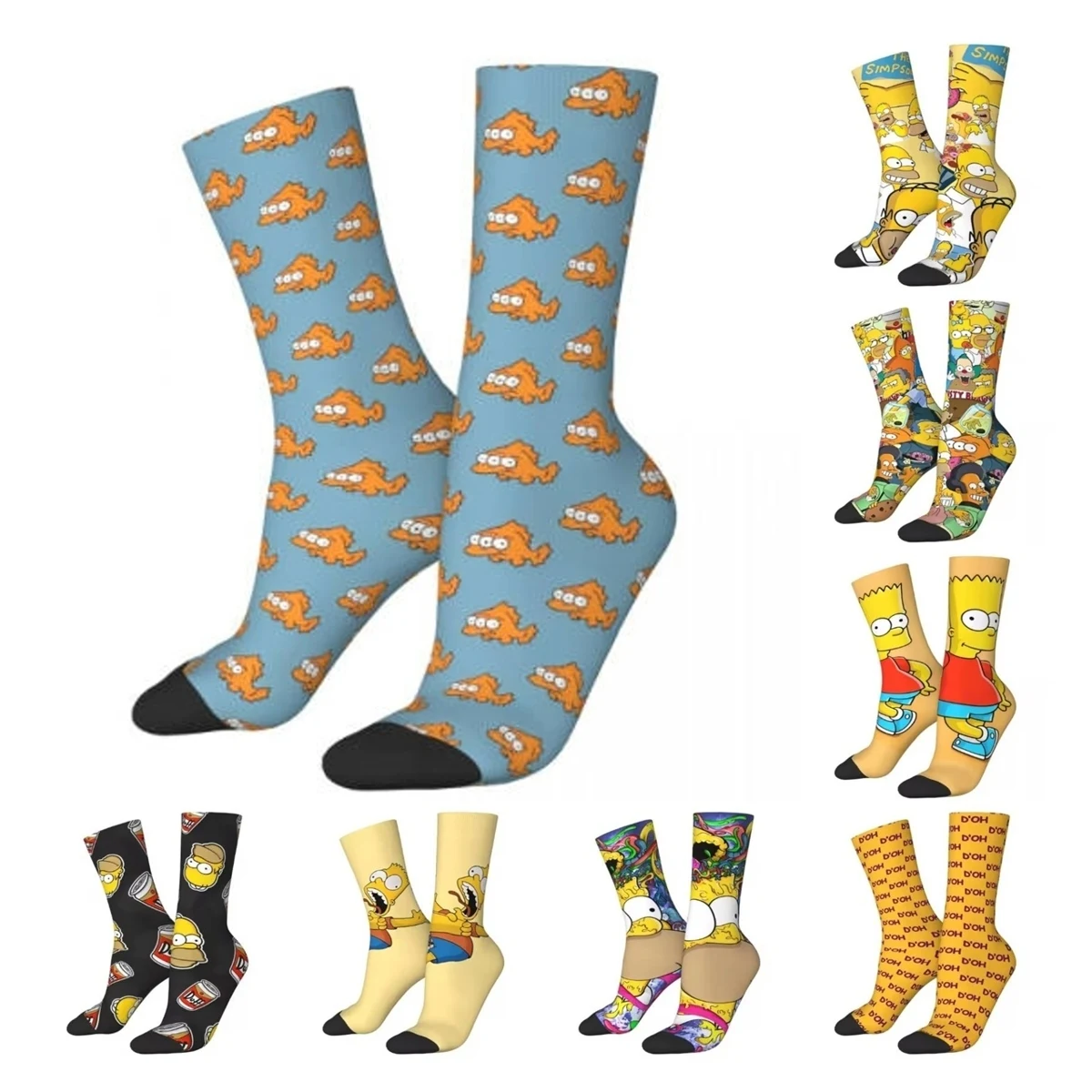 Hip-hop Blinky The S-Simpsons Themed Basketball Socks Polyester Long Socks for Unisex Non-slip