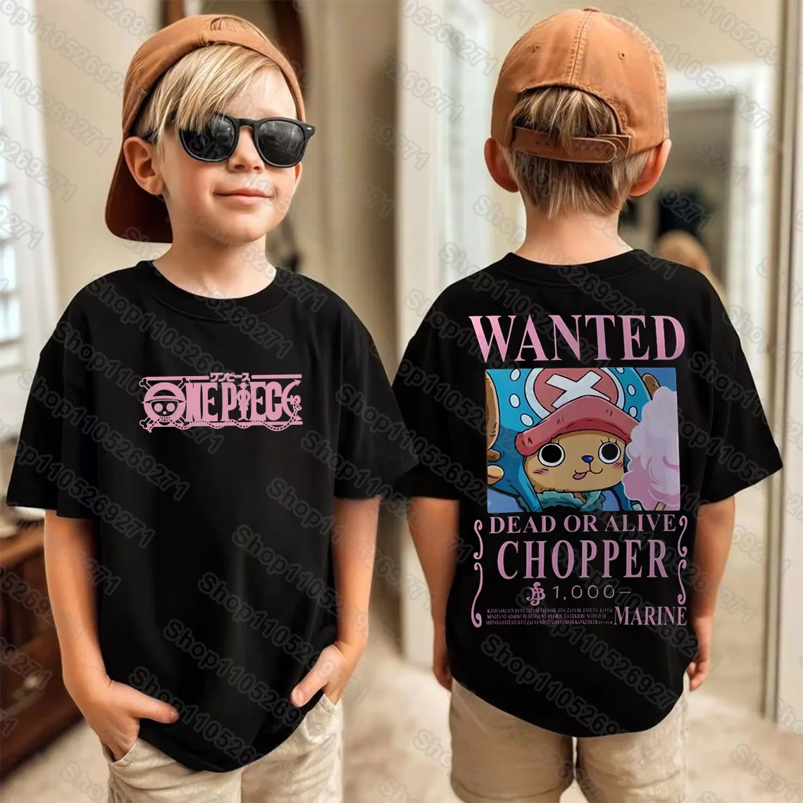 

Unisex Printed T-shirt ONE PIECE Tony Tony Chopper 2026 Summer Harajuku Anime Boy Children's Loose Parent Child Short Sleeve