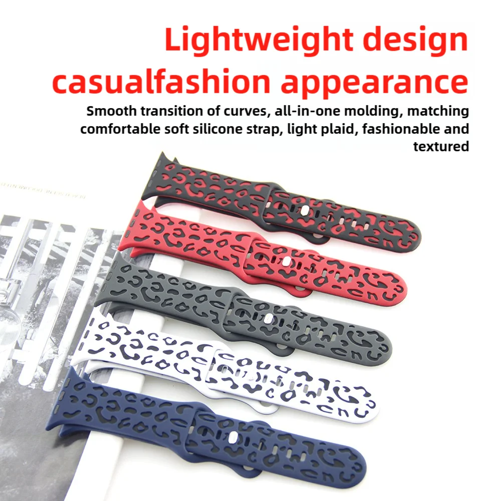 Cinturino con stampa leopardata per Apple Watch 44mm 45mm 40mm 41mm 42-38mm 45mm braccialetto sportivo serie iwatch 8 7 6 5 4 3 SE 9 Ultra 2 49mm