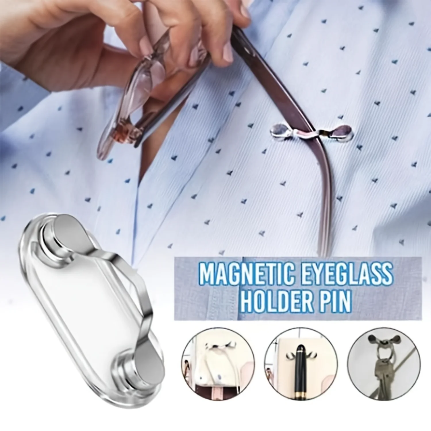 1pc Men's  Hang Eyeglass Holder Pin Brooches, Trendy Multi-Functional Portable Clothes Clip Buckle, Magnet Glasses Clips, Ideal