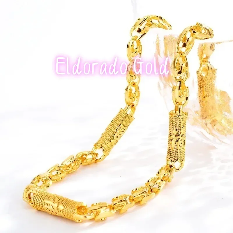 

Золотое ожерелье Eldorado Gold Eldorado 2025 Boutique, цилиндрическая цепь из чистого золота 999 пробы, 24 карата, мужская массивная цепь, ожерелье-оберег