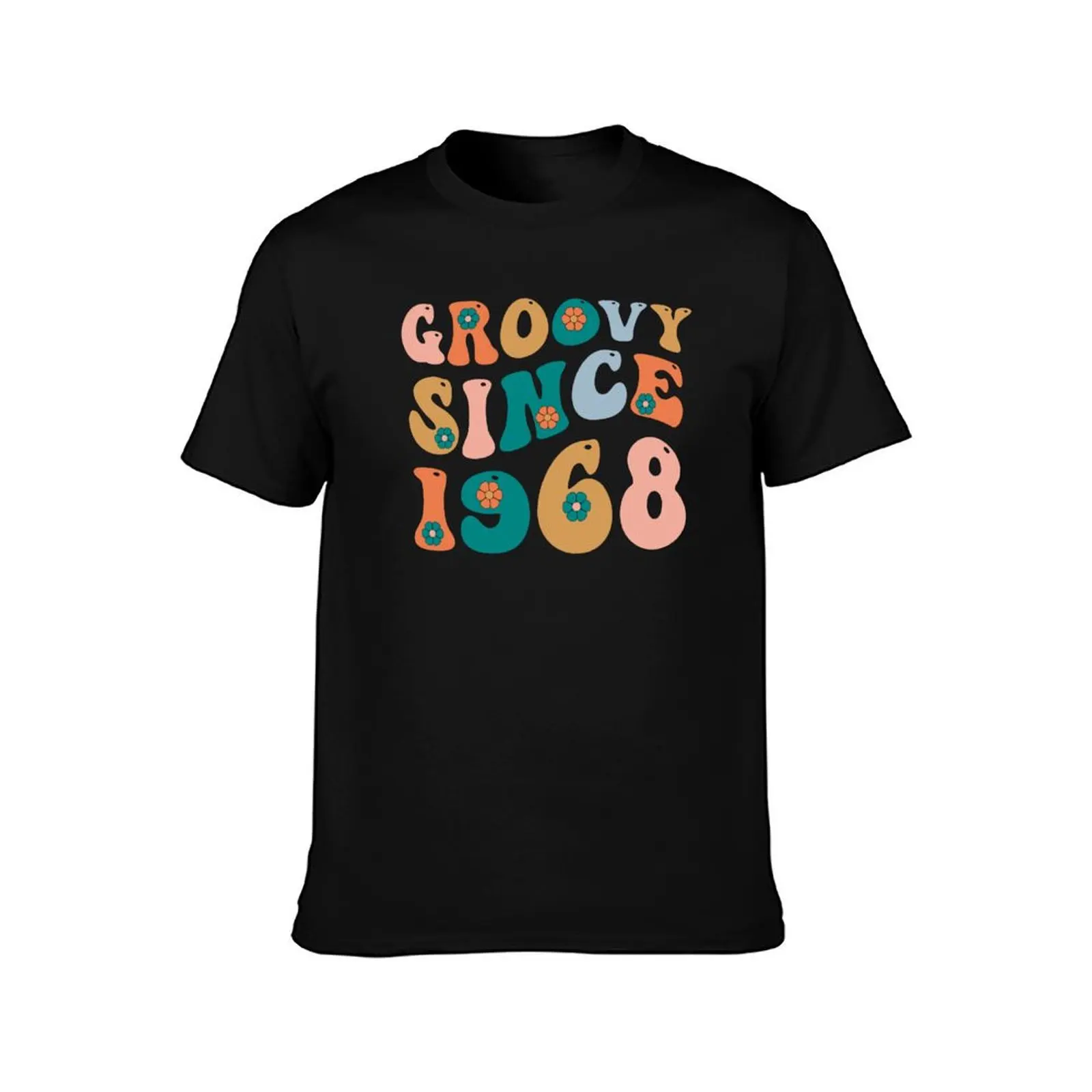 Groovy ตั้งแต่ 1968 56th วันเกิด Retro Groovy วันเกิดเสื้อยืดฤดูร้อนเสื้อผ้าศุลกากร plus ขนาดเสื้อบุรุษ graphic tee