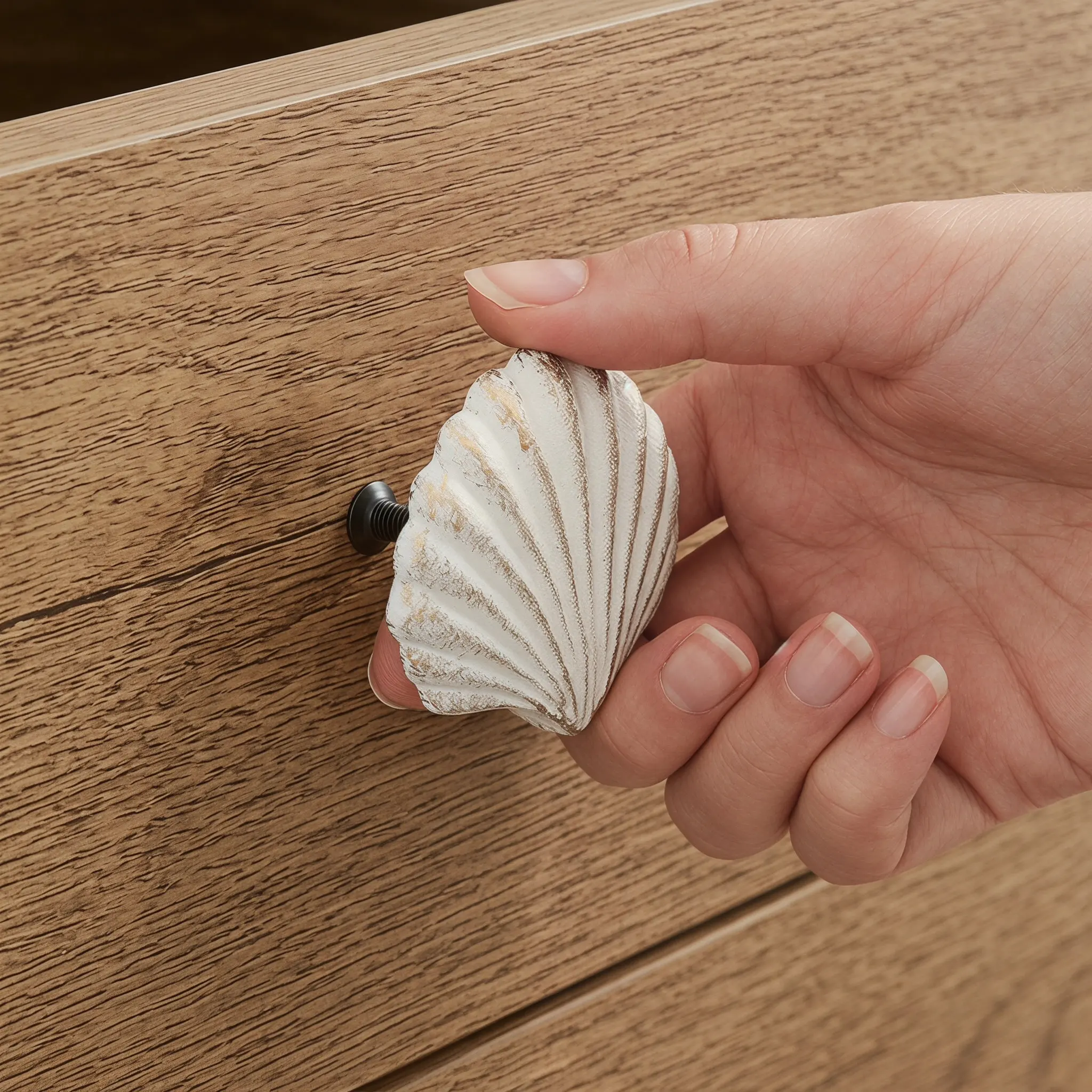 2Pcs Shell Cabinet Knob For Dresser Drawer Knob Decor Vintage Pulls Beach Themed Wardrobe Closet Cupboard