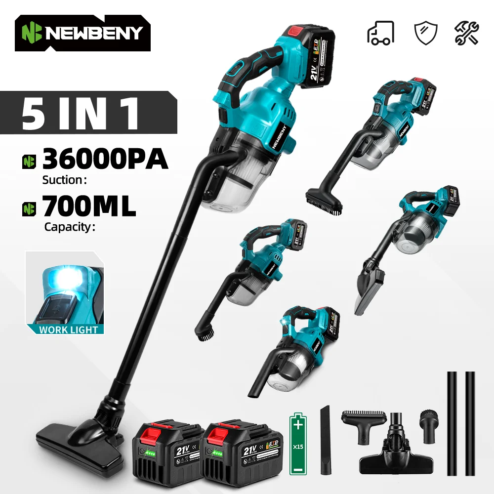 YOFIDRA 1800W Bürstenloser Staubsauger 30KPa 1,5L Tragbarer Leistungsstarker Sauger Haushaltsreinigungsgeräte für Makita 18V Akku