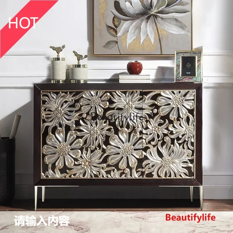 نمط جديد جديد أمريكي خفيف فاخر باب خزانة خزانة خذاء التقسيم الديكور غرفة المعيشة تخزين الخشب الصلب الطعام الجانب ca #1