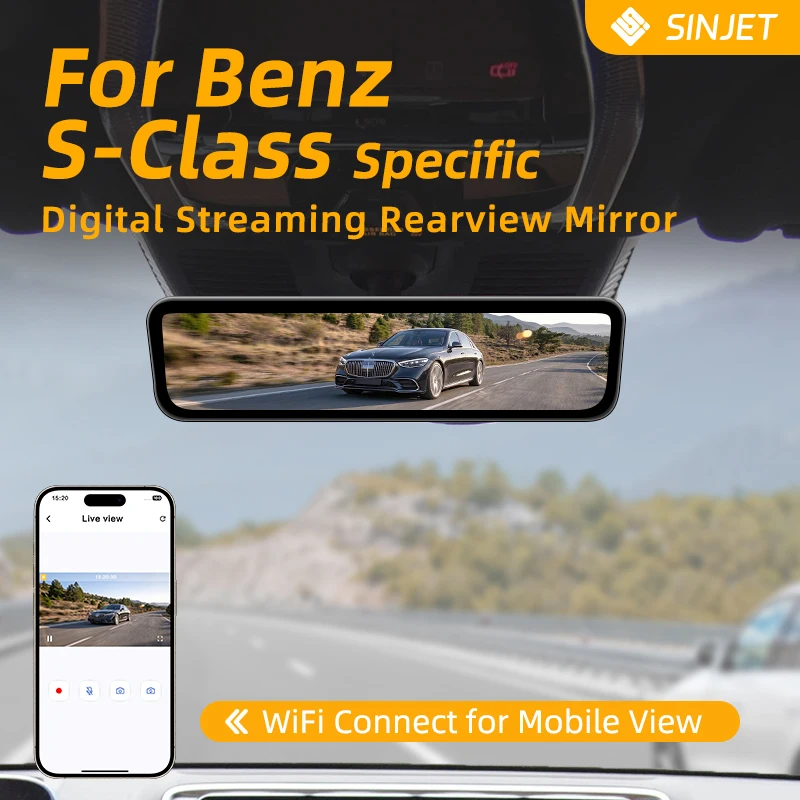 SINJET For Mercedes Benz S Class W222 Car Electronics Rearview Mirror with HD Front and Back Dual Camera Night Vision Dash Cam