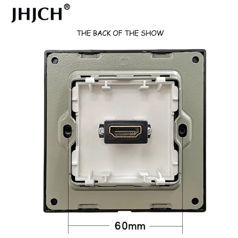 JHJCH hdmi compatible crystal tempered glass panel with 2.0 USB port 2.0 jack wall socket