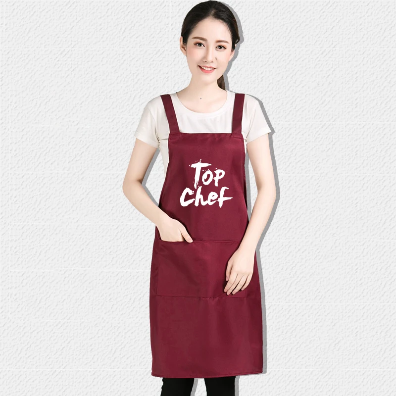 Delantal de limpieza con correa para el hombro para hombre y mujer, Unisex, con logotipo divertido, estampado de casa, cocina, restaurante, Chef, barbacoa
