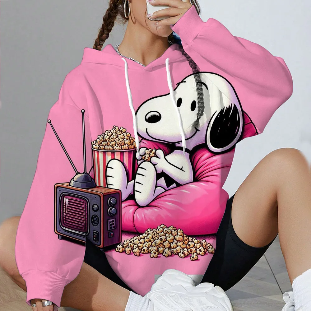 Cartoon Cute Snoopy Printed Autumn/Winter Women's Fashion Hoodie Round Neck Top Casual Women's Hoodie Sportswear Clothing