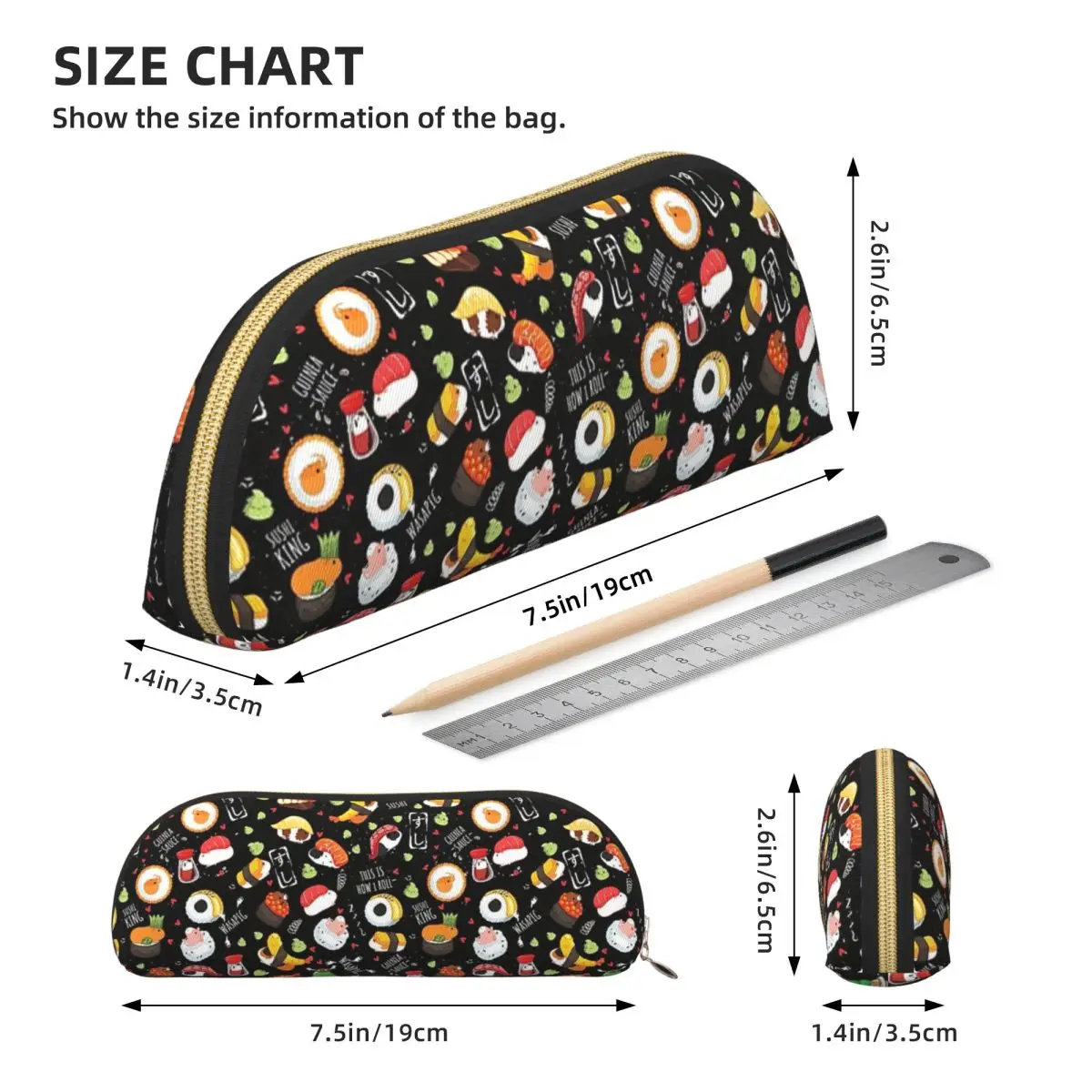 Japanese Guinea Pig Sushi Pencil Case Pencil Pouch Storage Stationery Supplies Big Capacity Pen Box Pencil Bag for Studen School