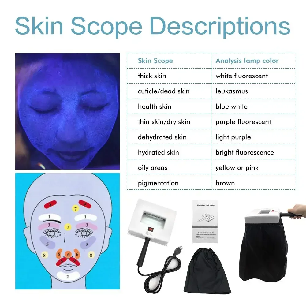 Lamp Facial Skin Testing Wood Lamp Skin UV Analyzer Examination Magnifying Analyzer Lamp Machine for Home Salon Skin care Tool