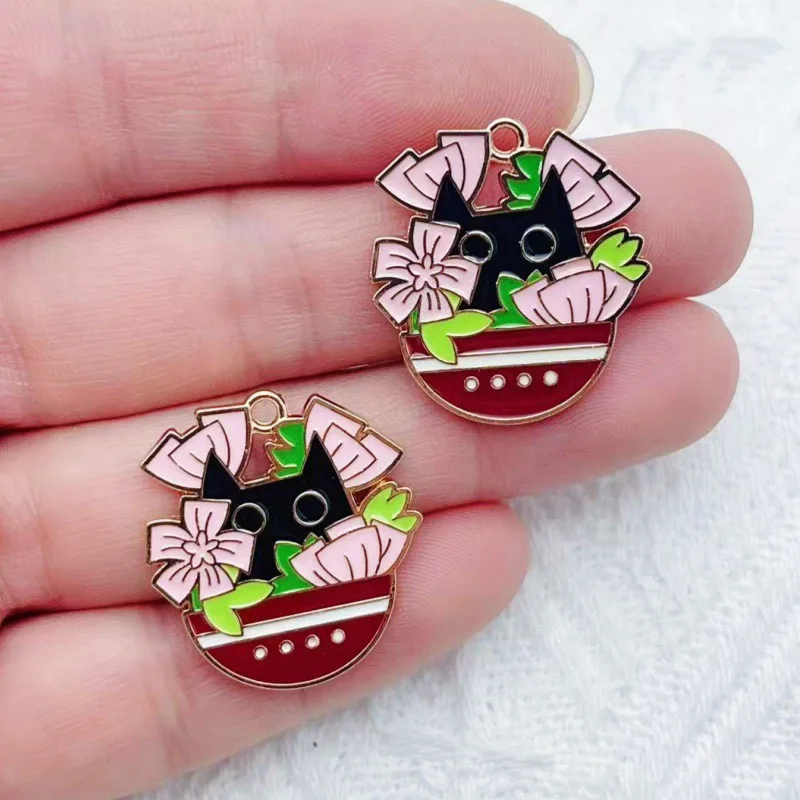 10pcs Cactus Plant Oil Drop Alloy Jewelry Accessories DIY Pendant Keychain Earrings Necklace Hair Accessories Pendant view 2