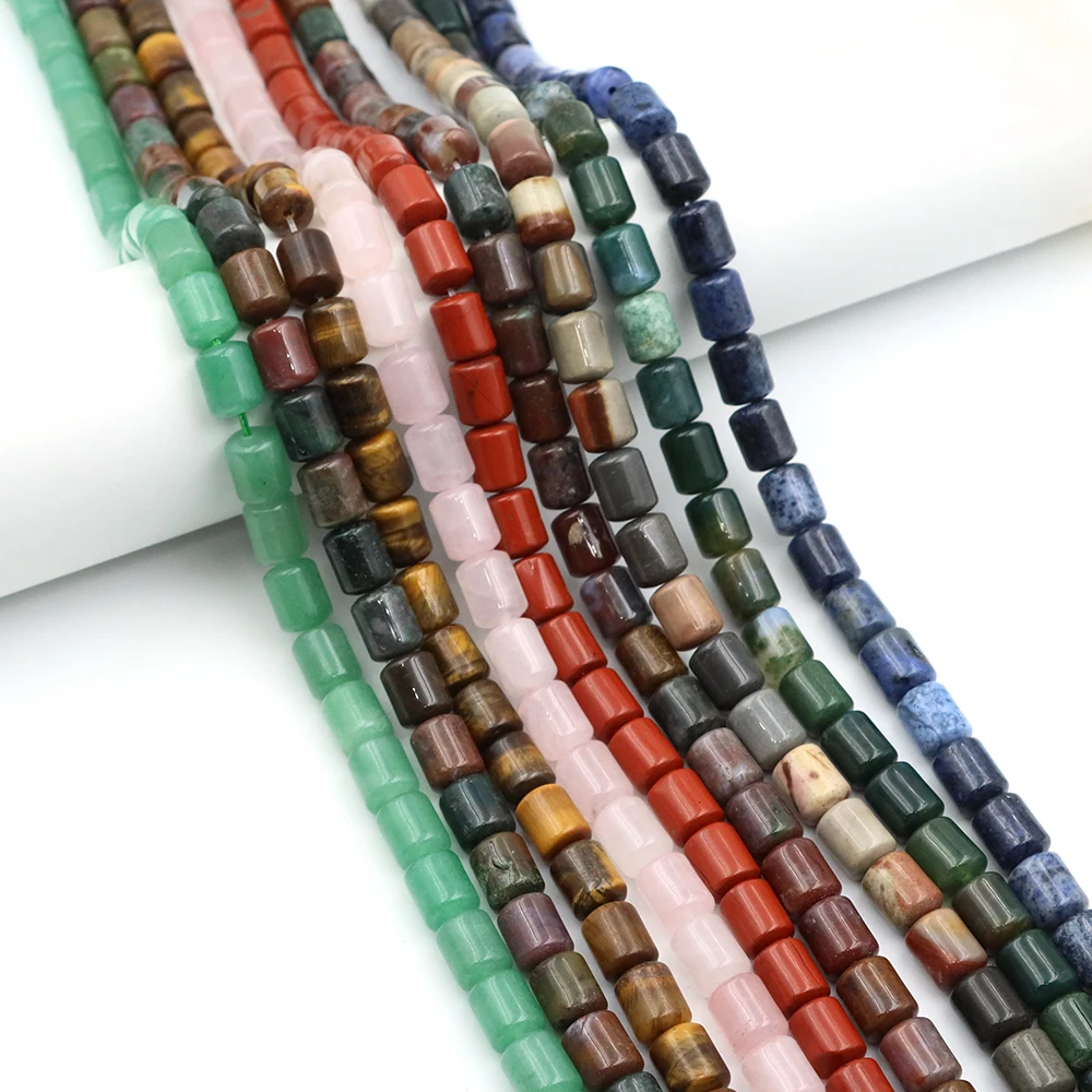 8x10mm Cylindrical Shape Loose Beads Natural Stone Agate Tiger Eye Spacer Beads For Jewelry Making Bracelet Charm DIY Accessorie