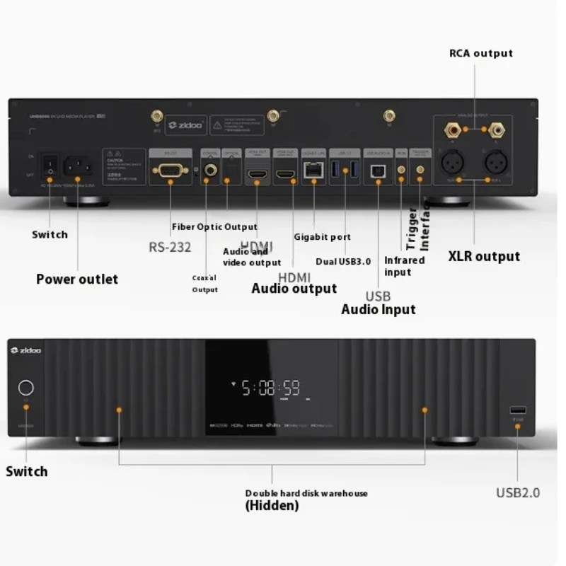 ZIDOO UHD8000 8K All-in-one Media Player HiFi Streaming DAC Audio Decoder High Performance Hi-end Support APP Control