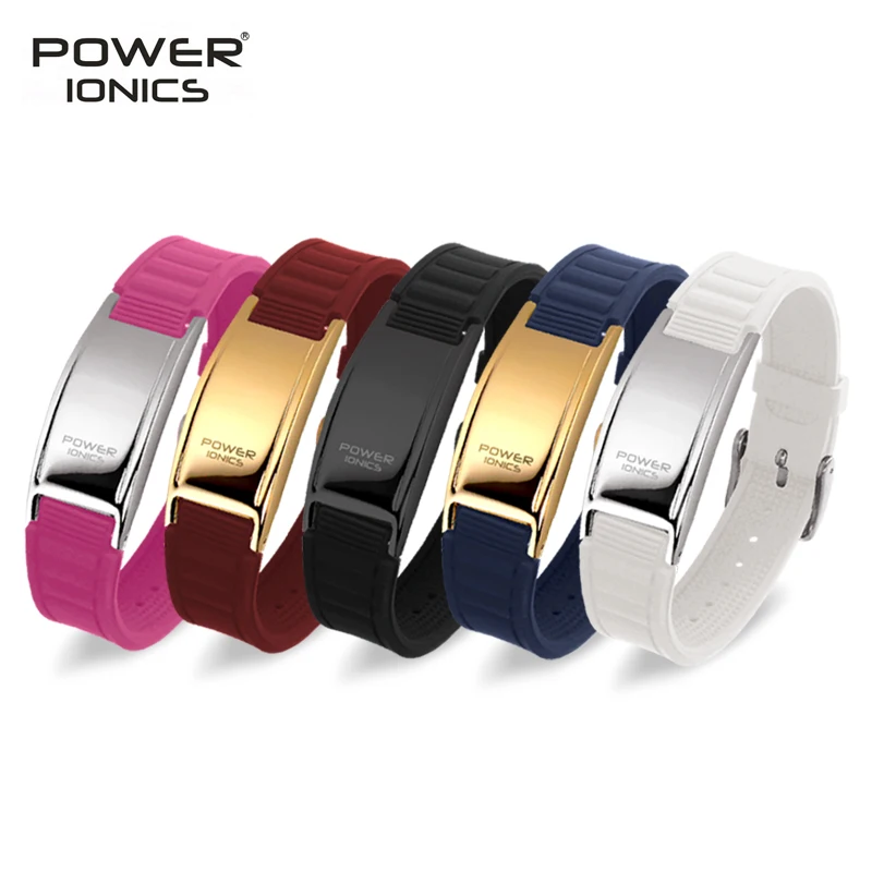 Power Ionics Silicone Titanium Anions WaterProof Charms Bracelet Wristband Bangles Free Engrave