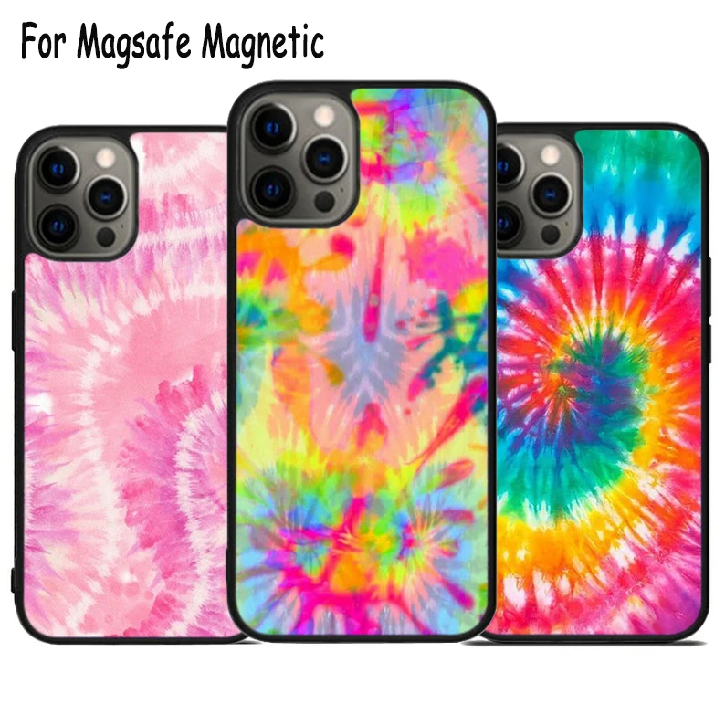 Abstract Tie Dye Wireless Charge Magsafe Phone Case For iPhone 15 16 14 13 11 12 Pro Max Plus Magnetic Bumper Cover