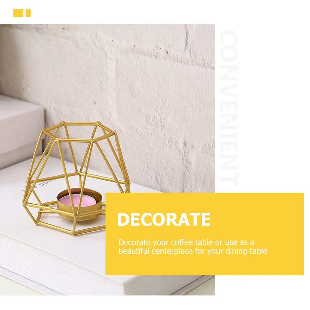 

2Pcs Geometric Iron Holders Elegant Creative Candlestick Decorations for Dining Table Home Desktop Ornaments