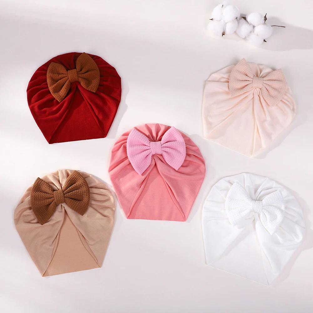 

Big Bowknot Turban Hats for Baby Boys Girls Beanies Striped Thin Elastic Caps Bonnet Newborn Toddler 0-4T Headwraps 3 Styles