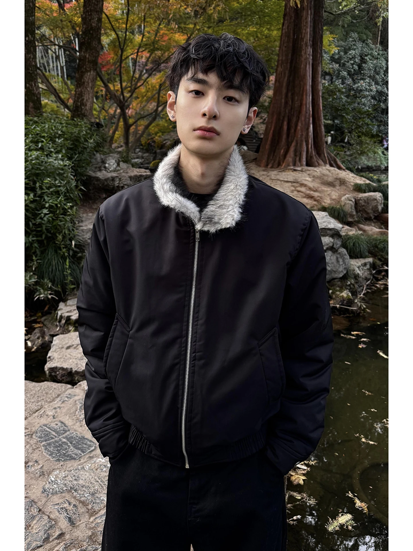 

Теплая хлопковая куртка для мужчин на зиму с утолщенным пушистым воротником, повседневная, приталенная, на молнии, цветная.