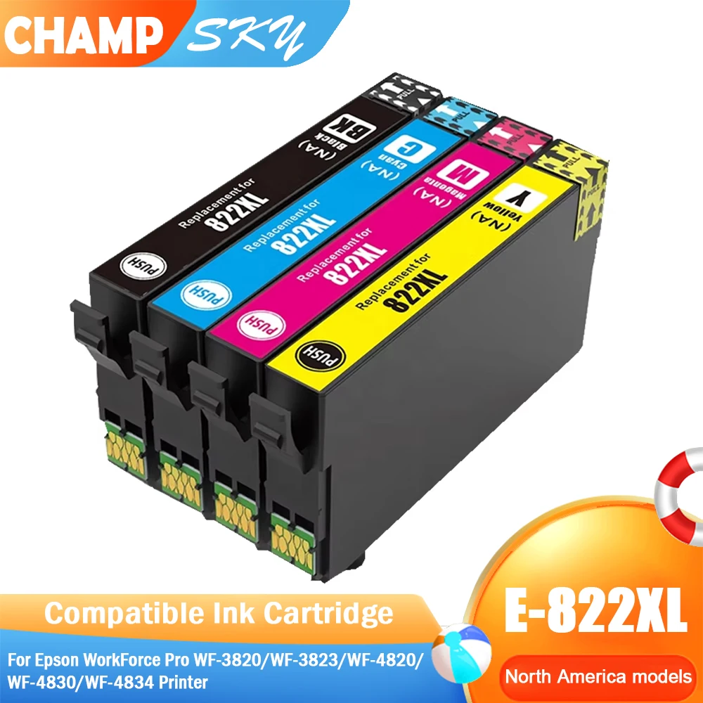 822 822XL T822 T822XL Compatible Ink Cartridge Premium Ink for Epson WorkForce Pro WF-3820 WF-3823 WF-4820 WF-4830 WF-4834 Etc