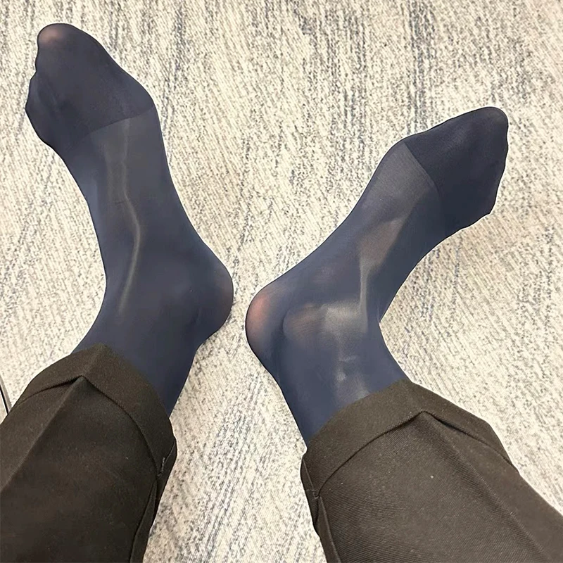 Herren sexy Öl glänzende Strümpfe Stretch Mid Tube Strümpfe glänzend schiere dünne Strumpfhosen Männer Kleid Strümpfe Business Strümpfe – Detail 1