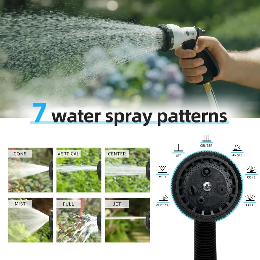 Enrouleur De tuyau d'arrosage rétractable 1 2x130 pieds, enrouleur De tuyau automatique avec buse à 7 motifs pour l'irrigation extérieure murale De