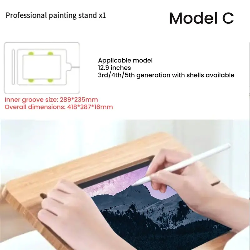 AT29-Multi-Angle Foldable Bamboo Stand For 11Inch 12.9Inch Design For Drawing For Desk Stationery Adjustment